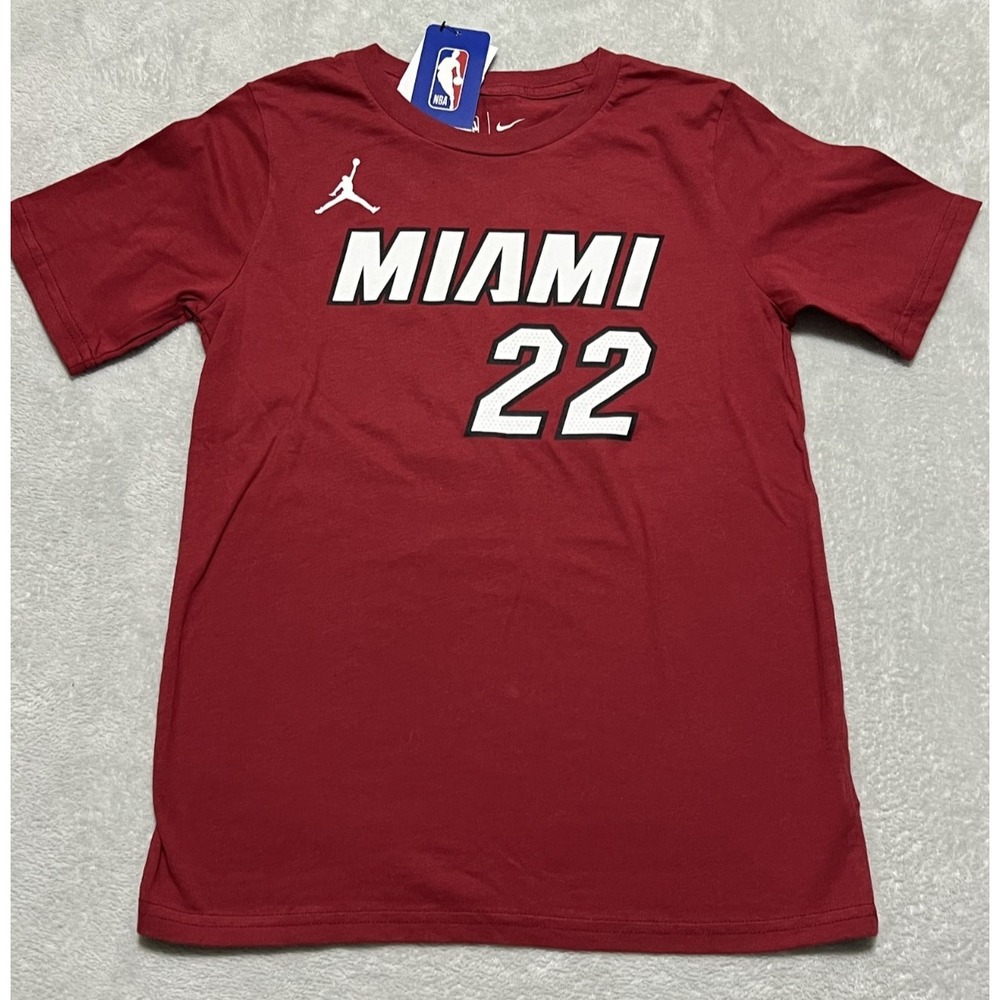 Nike YOUTH MEDIUM 10/12 Red Miami Heat Jimmy Butler #22 NBA T-Shirt Jersey NWT